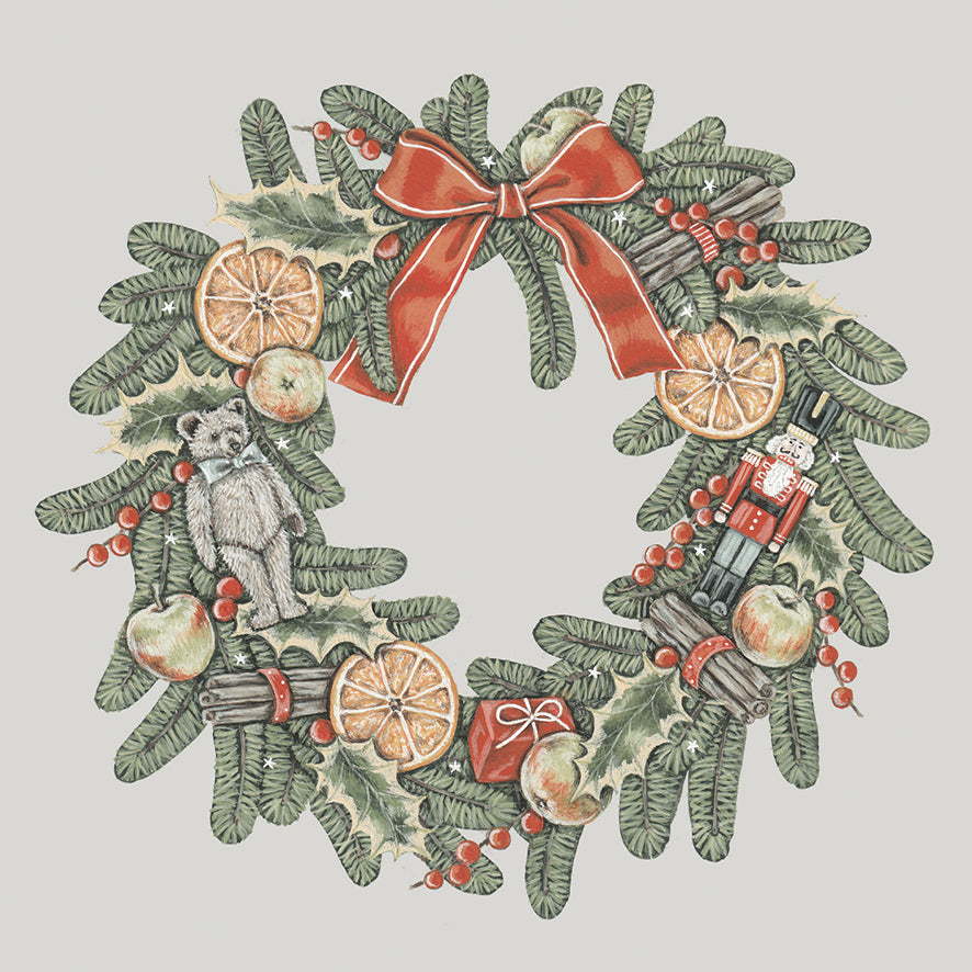 'Wreath' eight luxury Christmas cards